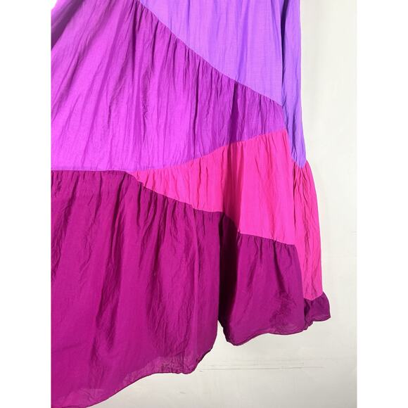 Indikka XL Pink Purple Colorblock Maxi Skirt Tiered Boho Maxi Colorful Prairie - Picture 2 of 14